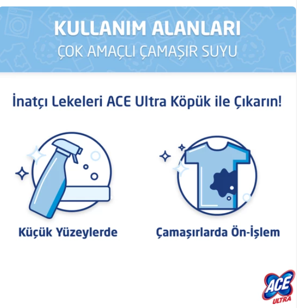ACE Ultra Bleichmittel Fettlöser Blütenduft Çamaşır Suyu Banyo Çiçek Kokulu