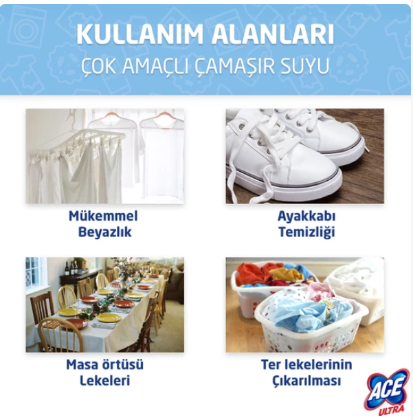 ACE Ultra Bleichmittel Fettlöser Blütenduft Çamaşır Suyu Banyo Çiçek Kokulu